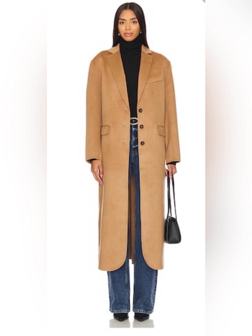 Anine Bing Quinn Camel Cashmere Single-Breasted Long Coat
